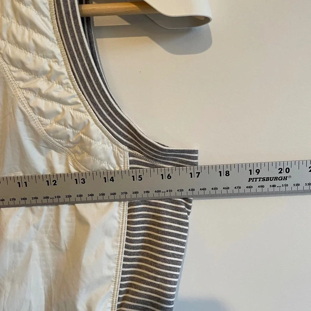 Lululemon Quilted Puffer Vest Cream Striped Sides Zip Front Womens‎ Size 6